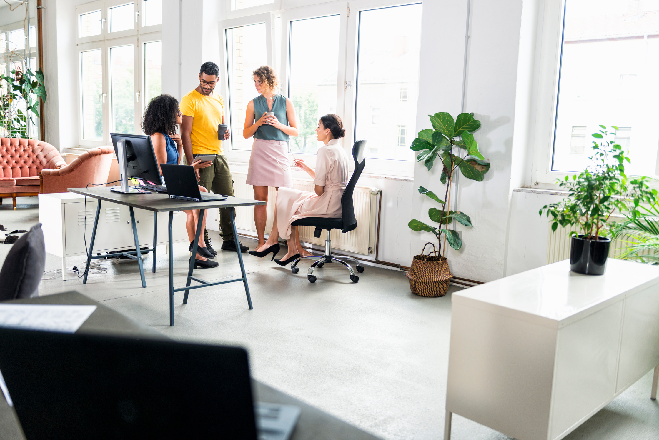 Young coworkers of startup company